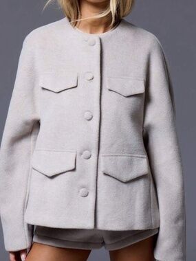 Gray collarless Jacket